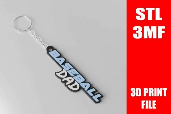Baseball Dad Keychain STL File for 3D Printing