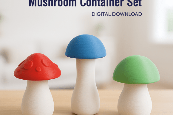 Charming 3D Printable Mushroom Storage Set