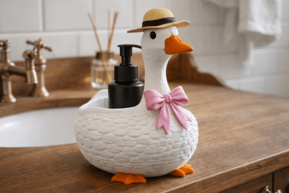 Charming Goose Soap Dispenser Holder Bow Detail