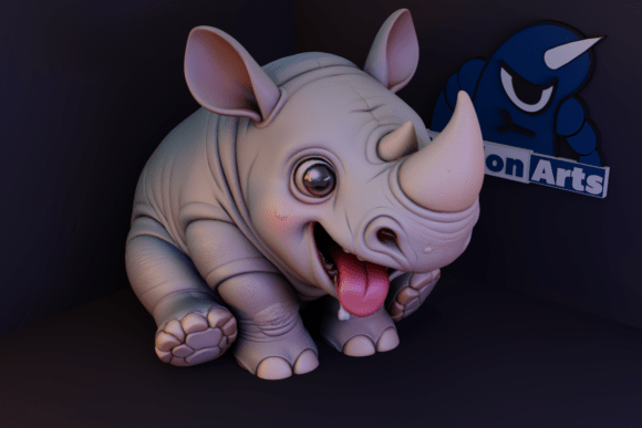 Cute Rhinoceros: A Charming 3D Model for Creative Collections