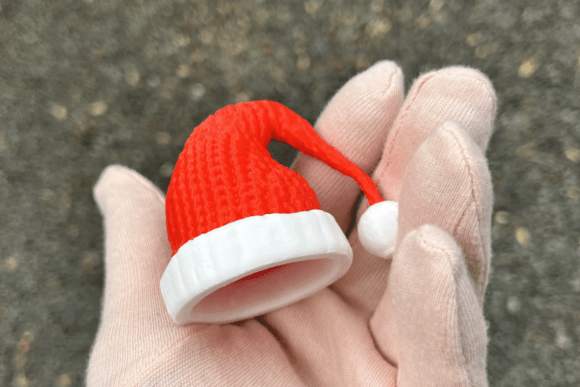 Enhancing Holiday Decor with 3D Miniature Santa Hat Crochet Texture