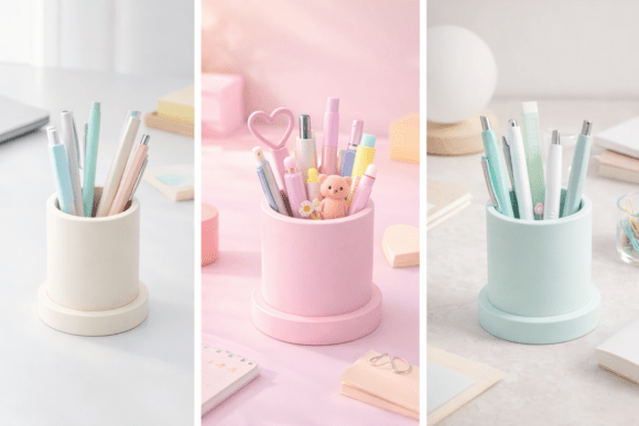 Kawaii Pastel Desk Buddy Pen Holder: A Charming Addition to Your Workspace