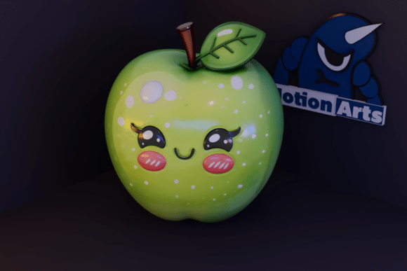 Soft Green Apple STL 3D Model: A Charming and Easy-to-Print Cartoon Character