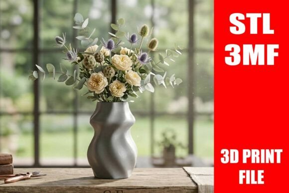 Twisted Organic Flower Vase STL File: A Versatile 3D Printing Solution