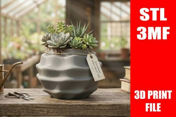 Wavy Ripple Succulent Planter STL File